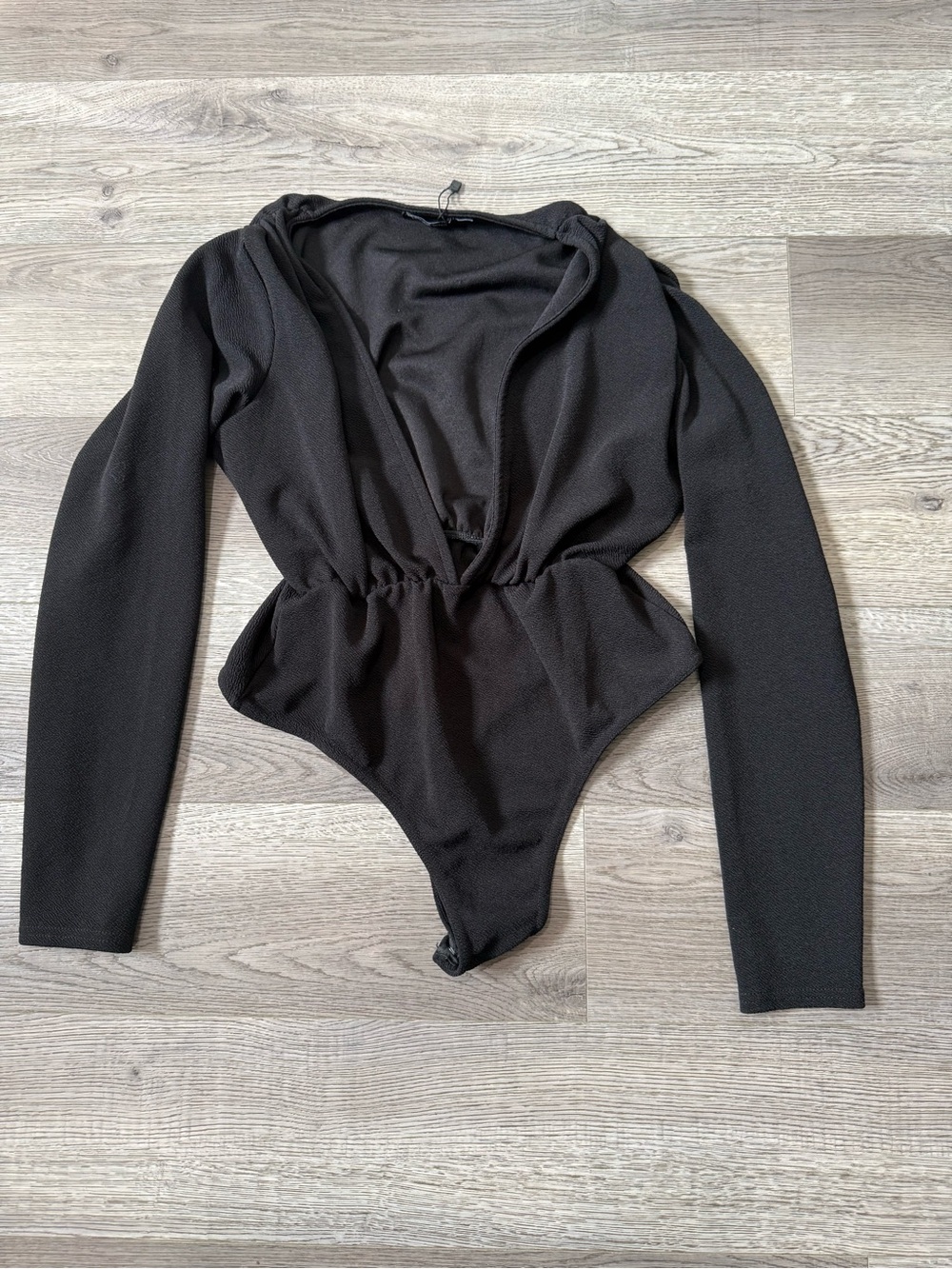 Boohoo UK Black Long-Sleeve One-Piece Bodysuit